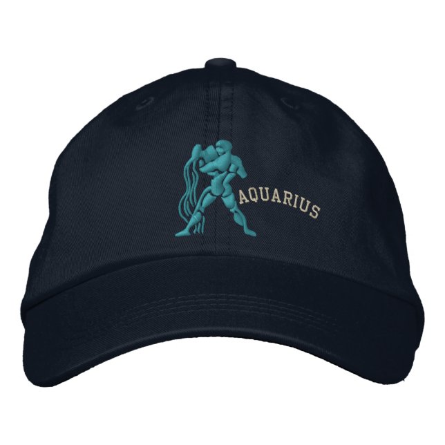 Casquette Brodée Verseau zodiaque signe broderie 20 janvier - 18 (Devant)