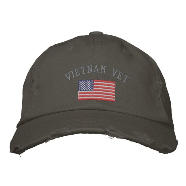 Casquette Brodée Vietnam vétérinaire avec drapeau américain (Devant)