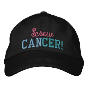 Casquette Brodée Vissez lettres roses/bleues/turquoises de cancer