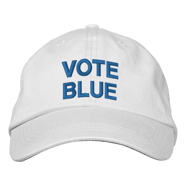 Casquette Brodée Vote bleu blanc blanc démocrate texte personnalisé (Devant)