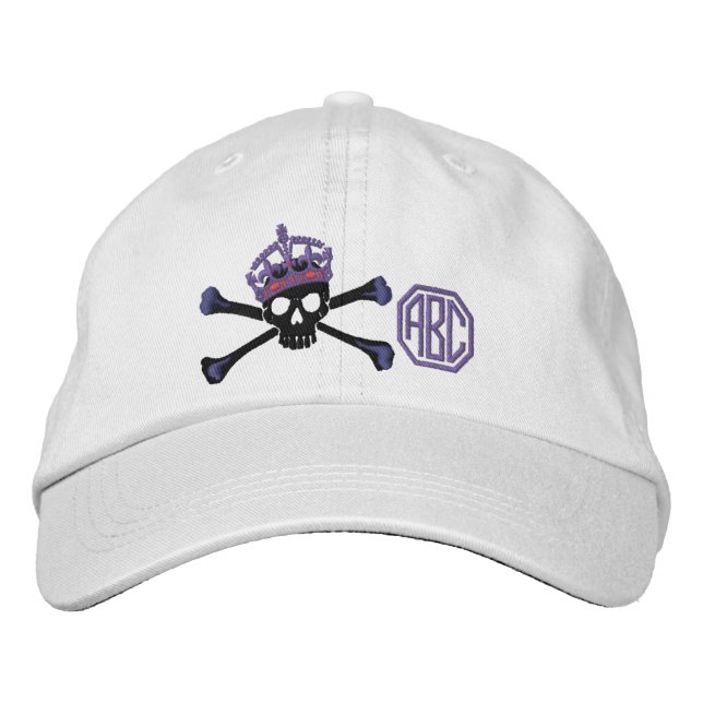 Casquette Brodée Votre gardez le monogramme calme de crâne d'os (Devant)