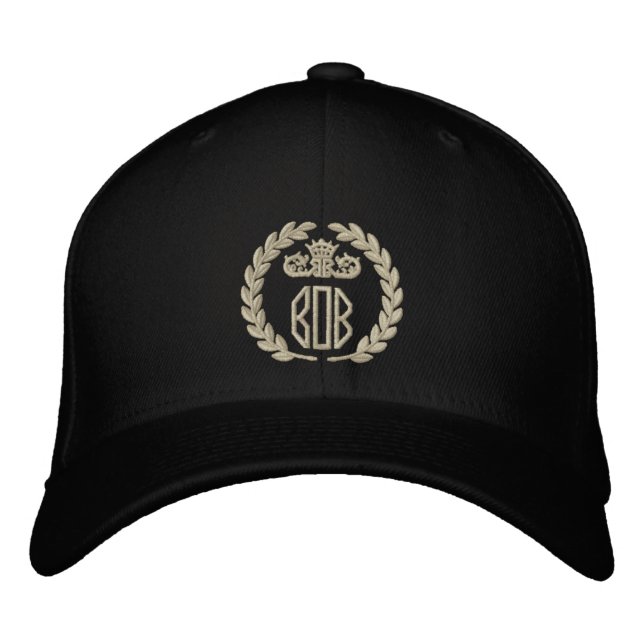Casquette Brodée Votre Monogramme Jusqu'à 3 Lettres Laurels Broderi (Devant)