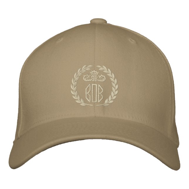 Casquette Brodée Votre Monogramme Jusqu'à 3 Lettres Laurels Broderi (Devant)