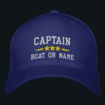 Casquette Brodée Votre nom de bateau Capitaine Stars nautiques Roya<br><div class="desc">Voilier en style avec un casquette brodé bleu royal personnalisé avec votre grade de capitaine ou autre titre, votre nom ou nom de bateau et étoiles. Plusieurs couleurs de casquette et de fil à choisir. Fait un grand cadeau personnalisé pour la Fête des pères, la fête des mères ou toute...</div>