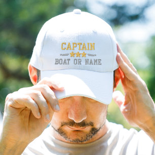 Casquette Brodée Votre nom de bateau Captain Nautical Stars Gold Si