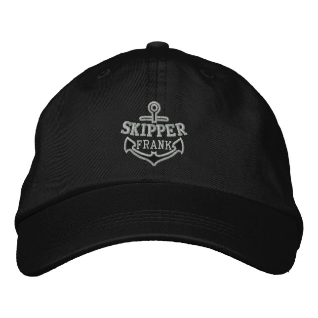Casquette Brodée Votre nom sur l'Ancre nautique Embroderie Skipper (Devant)