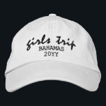 Casquette Brodée Voyage de filles Typographie de script moderne Per<br><div class="desc">Girls Trip Modern Script Typography Personnalisée Personnalisée Brodée Baseball Casquette dispose du texte simple et moderne brodé "Girls Trip" avec votre emplacement personnalisé et votre date ou année. Parfait pour votre prochain voyage de filles. Créé par Evco Studio www.zazzle.com/store/evcostudio</div>