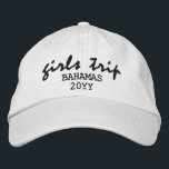 Casquette Brodée Voyage de filles Typographie de script moderne Per<br><div class="desc">Girls Trip Modern Script Typography Personnalisée Personnalisée Brodée Baseball Casquette dispose du texte simple et moderne brodé "Girls Trip" avec votre emplacement personnalisé et votre date ou année. Parfait pour votre prochain voyage de filles. Créé par Evco Studio www.zazzle.com/store/evcostudio</div>