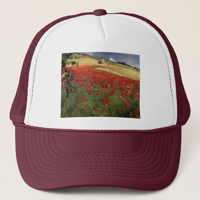 Casquette BRUCE, William coquelicots rouges fleurs pavots (Devant)