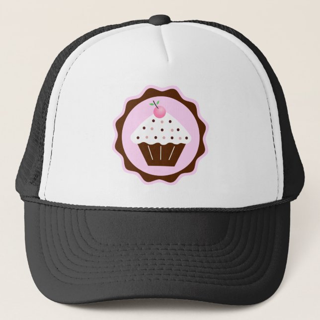 CASQUETTE BRUN ET ROSE DE PETIT GÂTEAU (Devant)