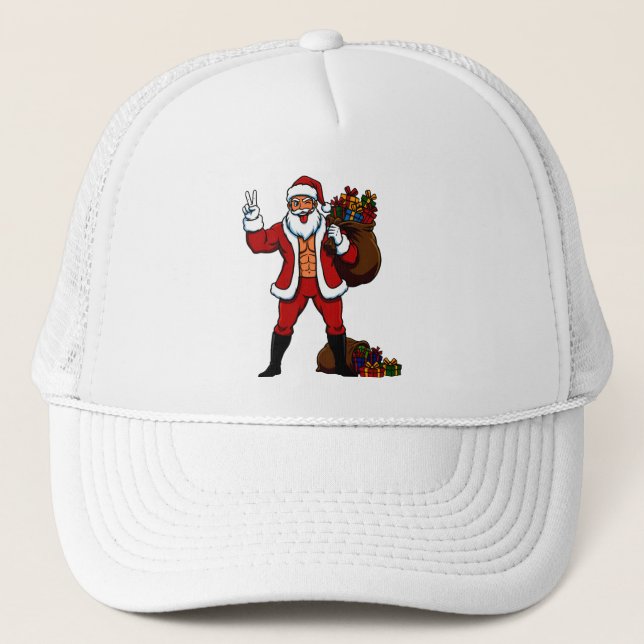 Casquette Buff Santa Peace Sign! Ripped Abs & Funny Christma (Devant)