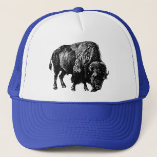 Casquette Buffalo American Bison Vintage Wood Engraving