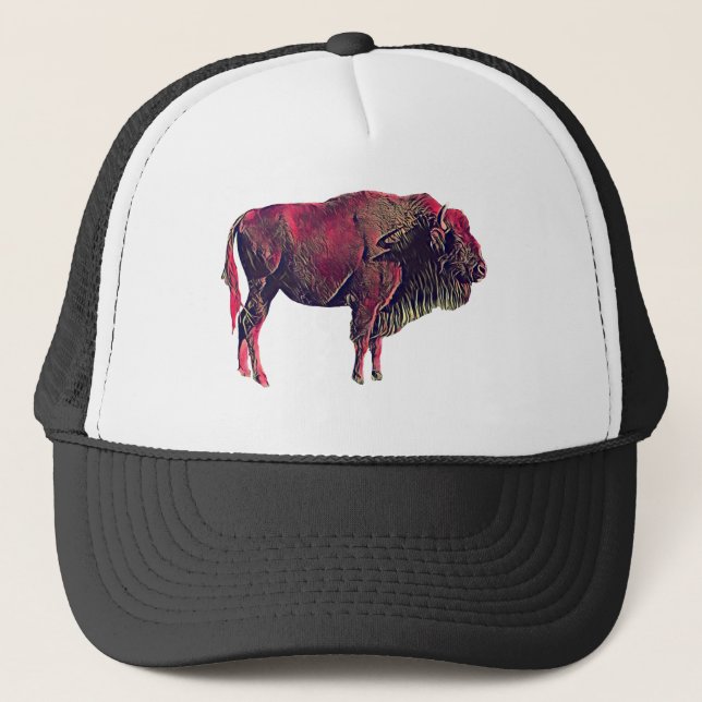 Casquette Buffalo Portrait Design pour bison ou animal sauva (Devant)