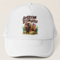 Buffle de bison américain avec drapeau américain