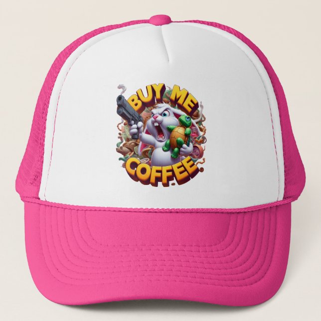 Casquette Bunny armé et Duel de tortue m'acheter un café (Devant)