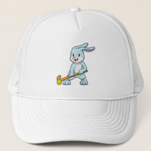 Casquette Bunny au hockey sur gazon avec bâton de hockey
