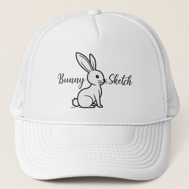 Casquette Bunny Sketch – Hand Drawn Rabbit Illustration boné (Devant)