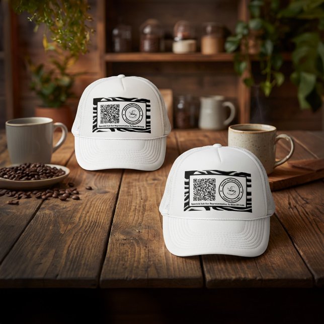 Casquette Business Company Logo Specials QR Code Custom   (Business Company Logo Specials QR Code Custom Trucker Hat is great for your employees to wear. )