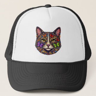 Casquette Butterfly Bloom Colorful Cat Portrait | Cats Mom