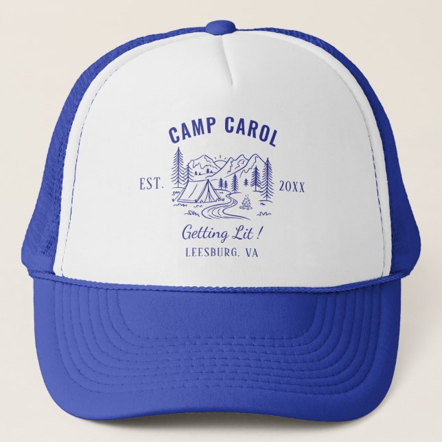 Casquette Cabine de camping pour enterrement de vie de jeune (Devant)