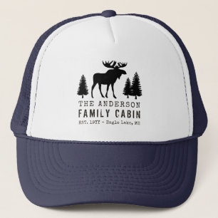 Casquette Cabine de famille Silhouette de pin d'orignal rust