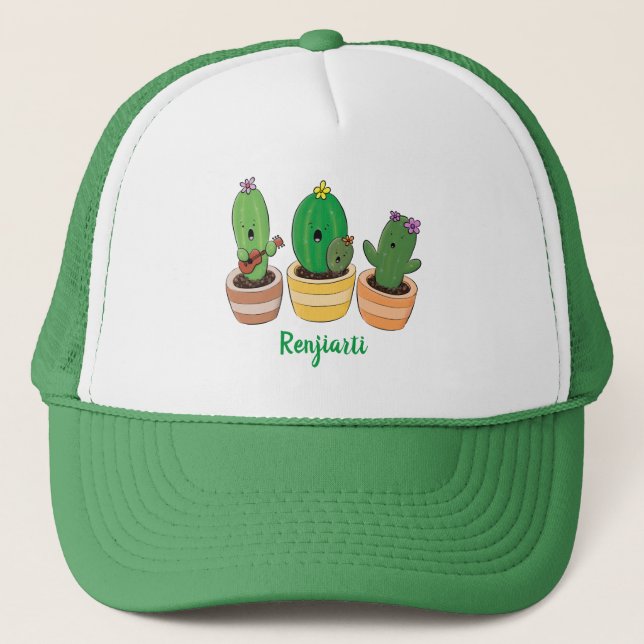 Casquette Cactus trio chantante mignonne dessin animé (Devant)