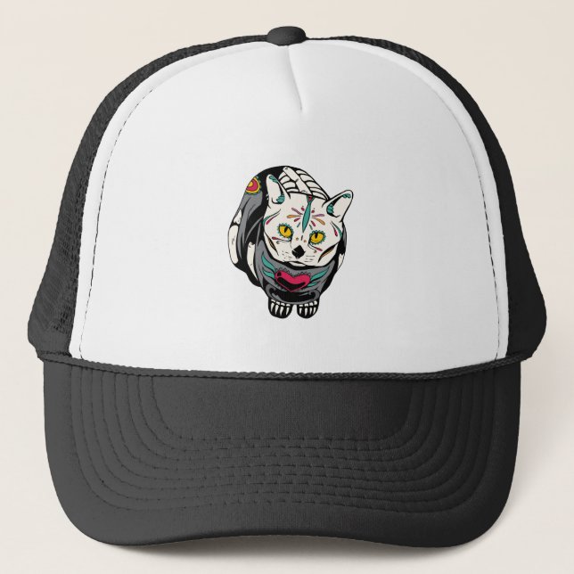 Casquette Cadeau Chat Skeleton Pour Les Amateurs De Crâne Di (Devant)