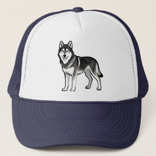 Casquette Cadeau de chien Husky de dessin animé noir blanc s
