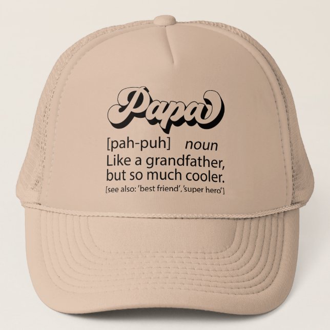 Casquette Cadeau fête des pères, Retro Papa, Papa Définition (Devant)