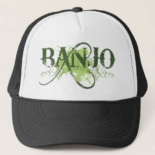 Casquette Cadeau grunge vert de logo de musique de banjo