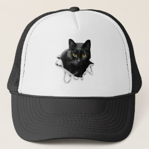 Casquette Cadeaux De Tissu Torn Chat Noir Pour Amoureux des