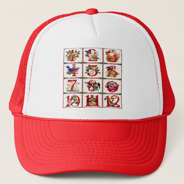Casquette Cadeaux d'impression de courtepointes des 12 jours (Devant)