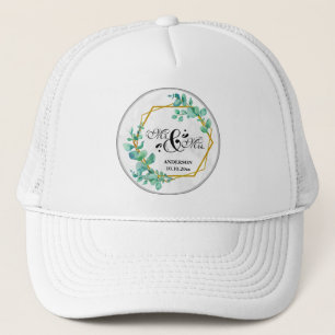 Casquette Cadre doré géométrique élégant avec feuille d'euca