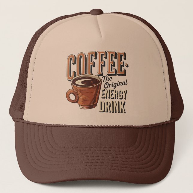 Casquette Café avec art de mots rétro cool (Devant)