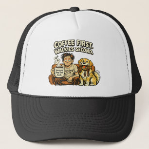 Casquette Café d'abord, promenade ensuite Papa Chien Drôle