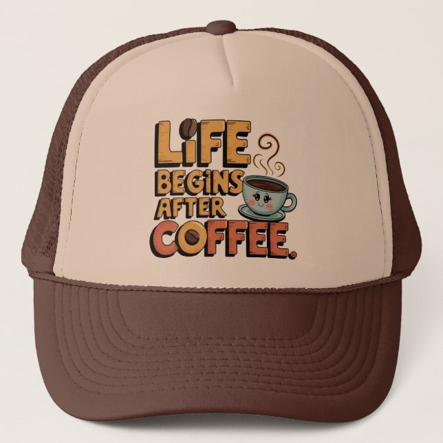 Casquette  Café en lettrage rétro cool  (Devant)
