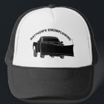 Casquette Camion de ramassage à neige avec chaudière à neige<br><div class="desc">Faites la promotion de votre entreprise ou ajoutez votre propre personnalisation en disant à ce casquette. Il présente l'illustration d'un pick-up avec un charrue à neige en noir et votre texte ci-dessus en lettres noires assorties.</div>