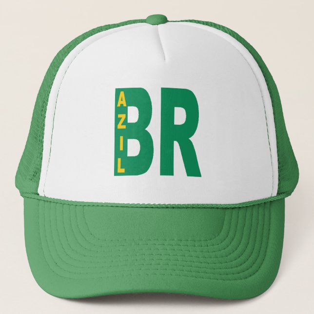casquette camionneur blanc vert Design BRAZIL (Devant)