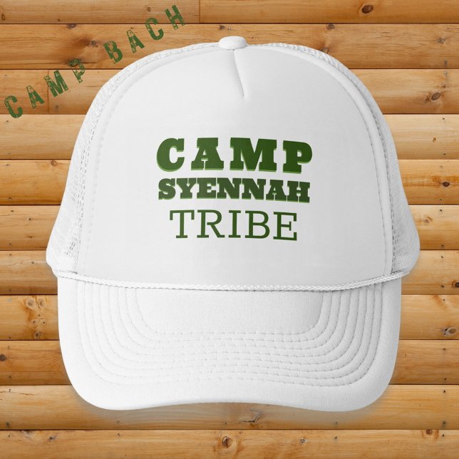 Casquette Camp Bachelorette Vert personnalisé (Bold retro type in classic camp green. Add your custom text.)