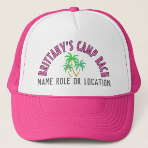 Casquette Camp Tropical Personnalisé Bach Palm Trees rose
