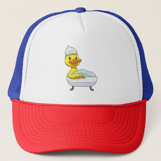Casquette Canard à la baignade avec baignoire et mousse (Devant)