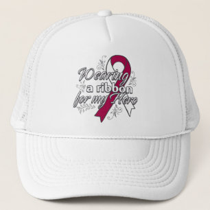 Casquette Cancer de la gorge portant un ruban pour mon héro