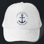 Casquette Capitaine de bateau | Ancre Nom personnalisé<br><div class="desc">Un nom sur mesure amusant tailors casquette au premier capitaine du bateau!</div>