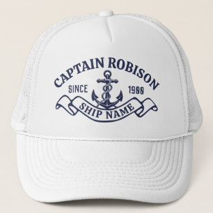 Casquette Capitaine et nom de navire chapeau de camionneur