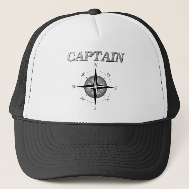 Casquette Capitaine gris avec le rose de boussole (Devant)