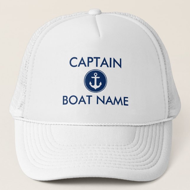 Casquette Capitaine nautique de nom de bateau d'Ancre de (Devant)