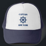 Casquette Capitaine ou nom de bateau Navires Roue<br><div class="desc">Bateaux nautiques Roue avec capitaine ou Casquette de nom de bateau personnalisé.</div>