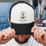 Casquette Capitaine Votre nom de bateau Ancre Gold Laurel St<br><div class="desc">Un chapeau de camion personnalisé avec grade de capitaine ou autre titre et votre nom de bateau,  nom de famille ou autre texte souhaité. Doté d'une ancre nautique conçue sur mesure,  de feuilles de lauriers de style or et d'un emblème d'étoiles. Fait un grand cadeau pour toute occasion.</div>