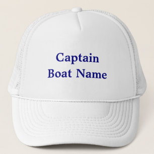 Casquette Captain and Boat Name Navy Blue Text