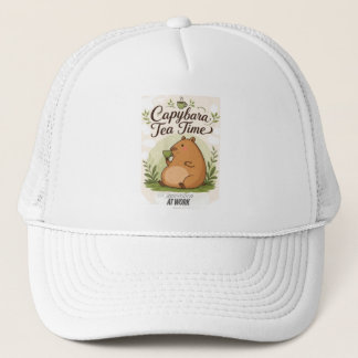 Casquette Capybara à la pause thé | Capybara mignon buvant d
